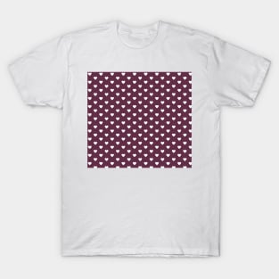 Mulberry Purple and White Heart Pattern T-Shirt